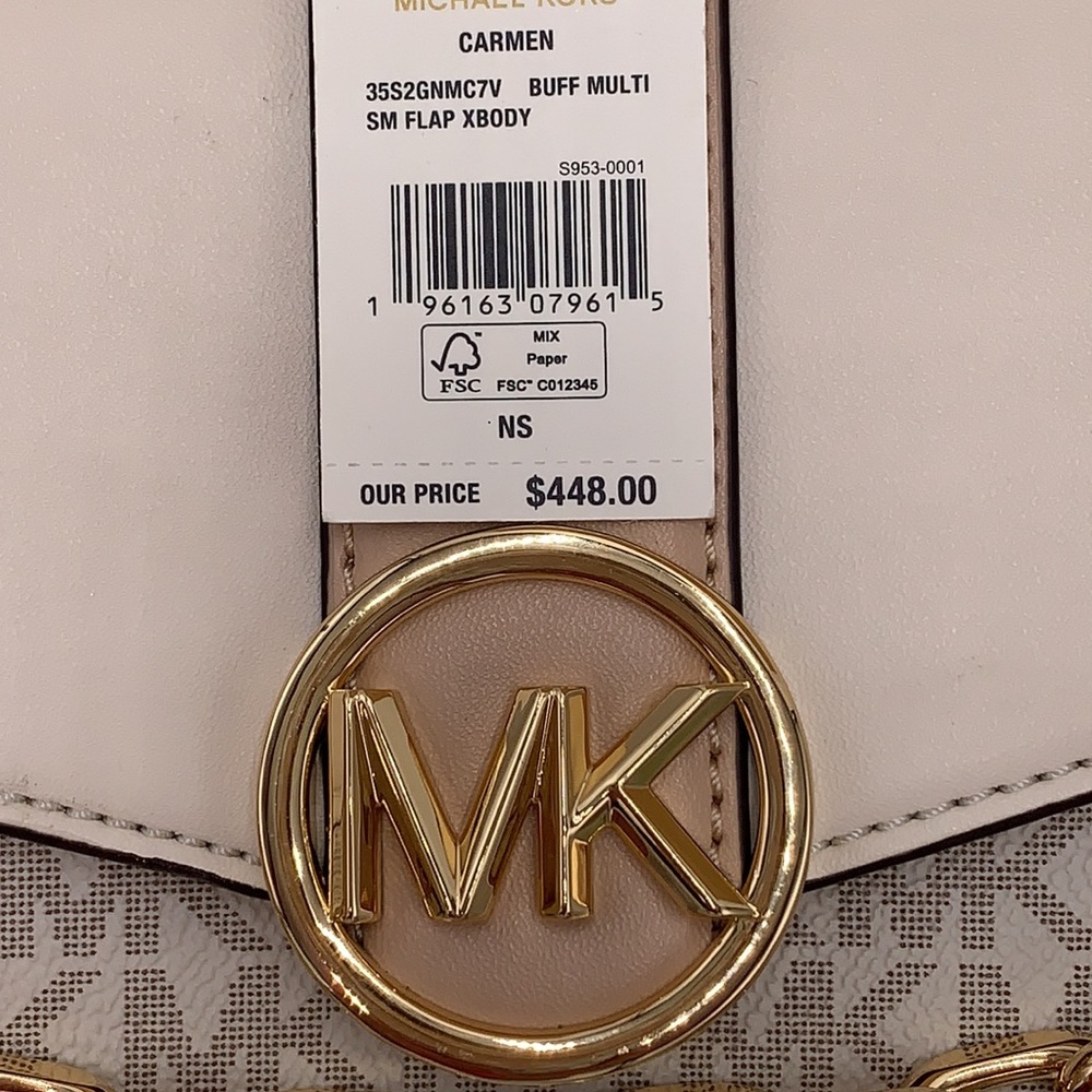 MICHAEL KORS CARMEN SMALL FLAP CROSSBODY BUFF MULTI - Picture 16 of 16